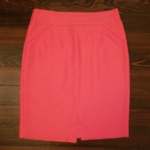 JCrew Factory Orange Pleated Pencil Skirt